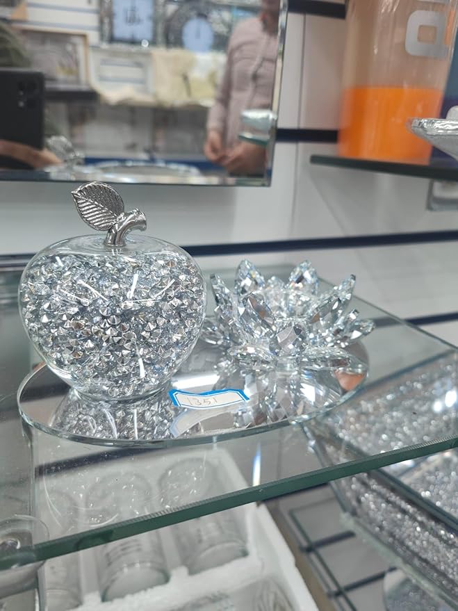 Apple shaped crushed diamond tealight candle holder