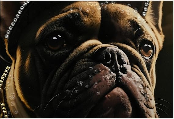 Multicolor jewelled dog canvas wall art