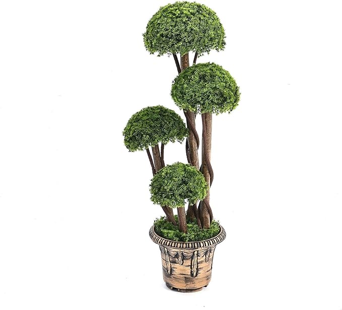Artificial cedar topiary tree home décor