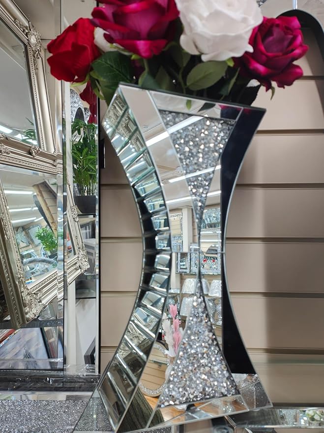 Floating crystal mirrored vase 40cm