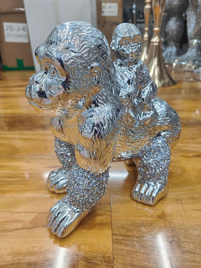 Crystal monkey sculpture silver home decor
