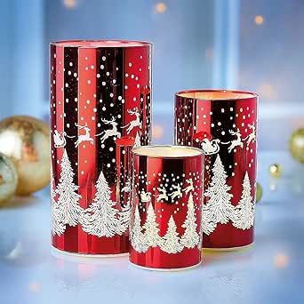 Glass bedside lamp with Santa scene