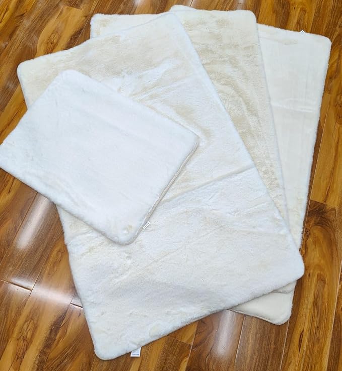 Sparkly washable non slip mat set 4 cream