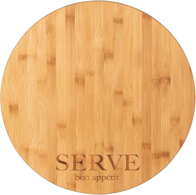 Bamboo lazy susan rotating serving tray kitchen decor