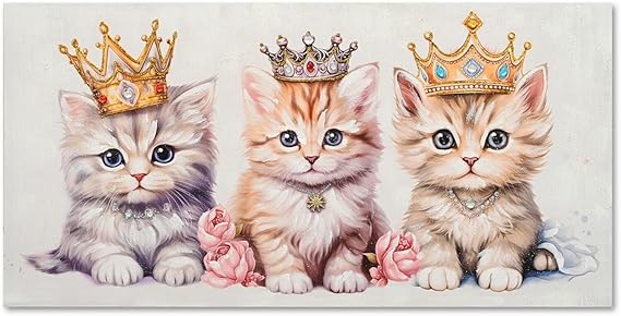 Royal kittens canvas wall art crown design