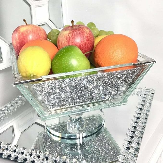 silver crushed diamond fruit bowl kitchen décor