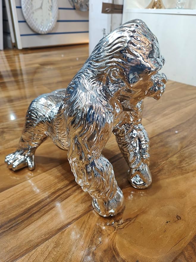 Silver crushed crystal gorilla ornament decorative shelf figurine