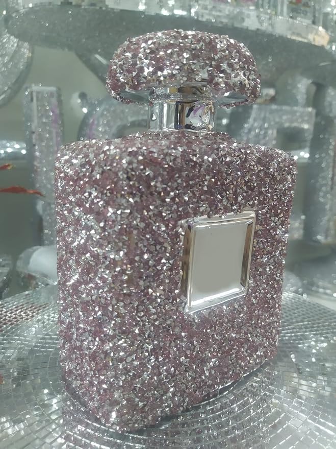 pink crushed diamond perfume bottle ornament sparkly décor