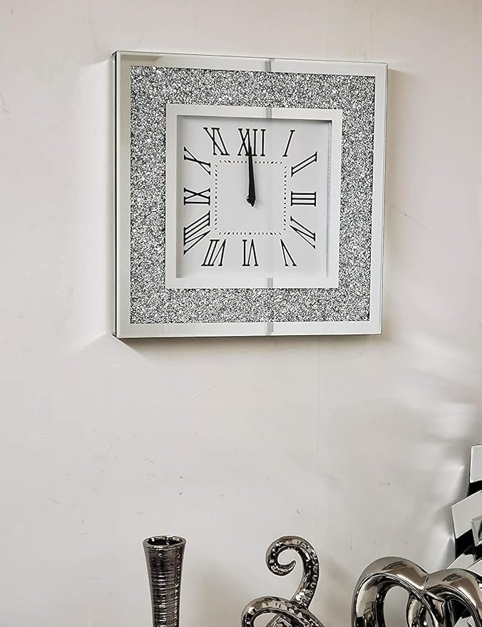 Diamante glass wall clock modern design