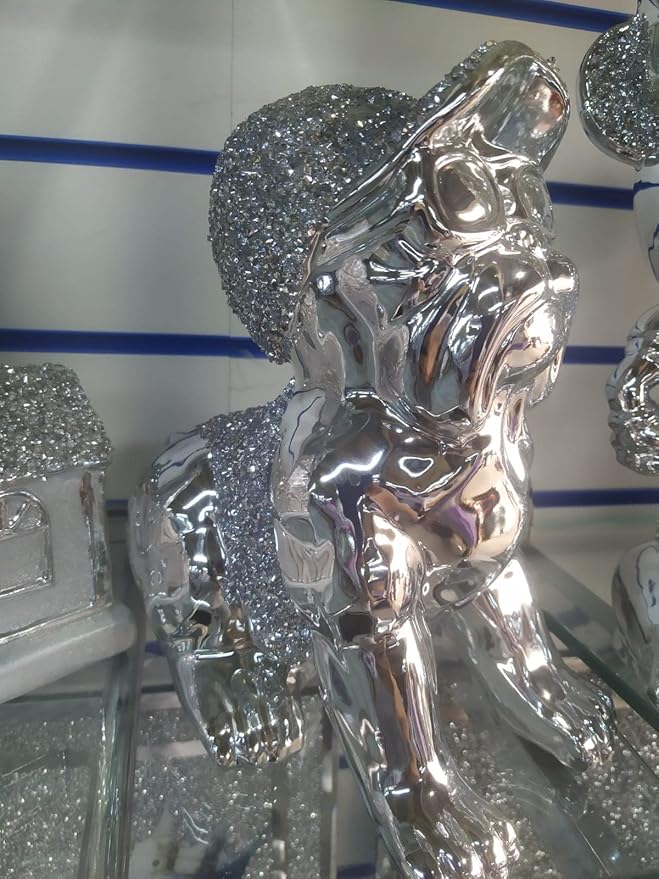 silver bulldog ornament decorative figurine