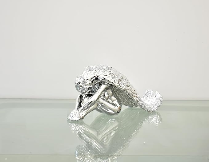 Crushed diamond angel ornament silver sparkle