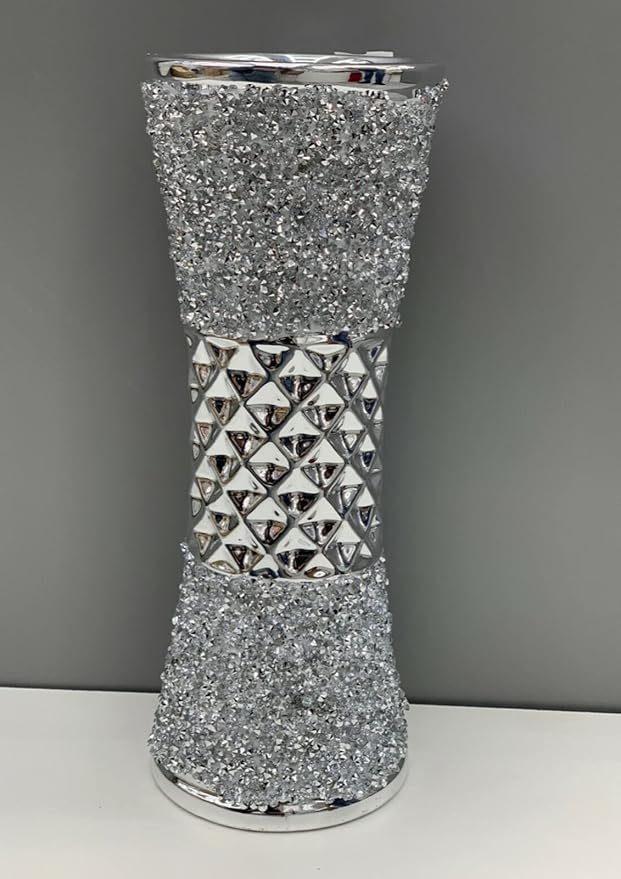 Silver crushed diamond ceramic flower vase decor