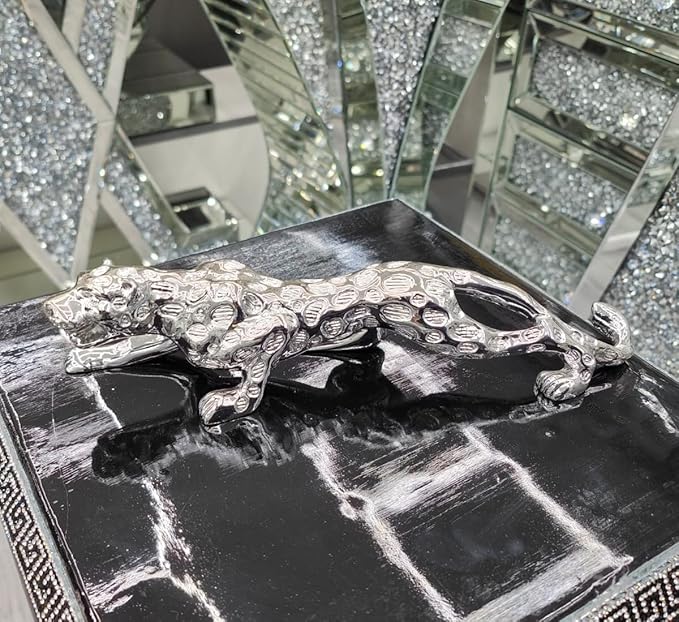 Crushed jewel silver lion ornament