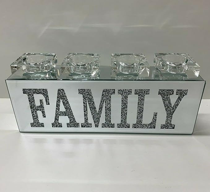 silver crystal tealight candle holder crushed diamond decor