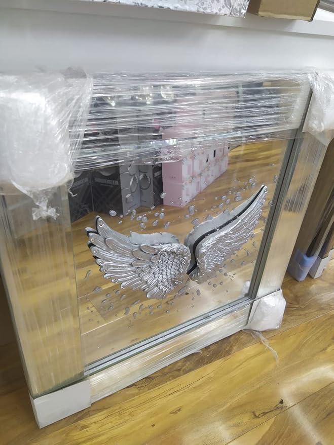 Liquid glitter wall art mirrored edges 55x55cm