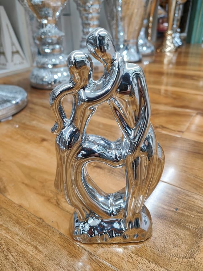 Couple love sculpture silver romantic ornament