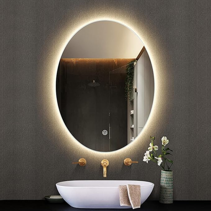 LED oval bathroom mirror 70x50cm