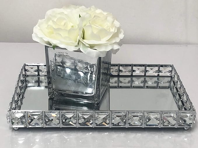 Mirrored decorative tray rectangular