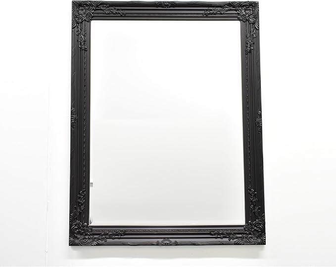 Black French baroque wall mirror 94x74cm