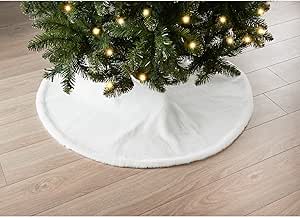 Faux fur Christmas tree skirt white