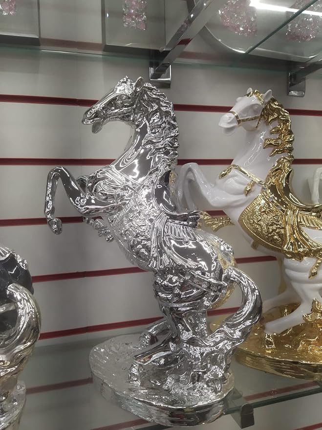 Silver horse figurine modern home decor sculpture