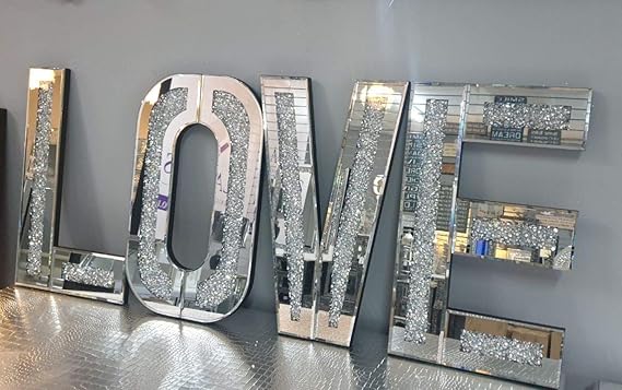 Mirrored diamond LOVE letters wall art
