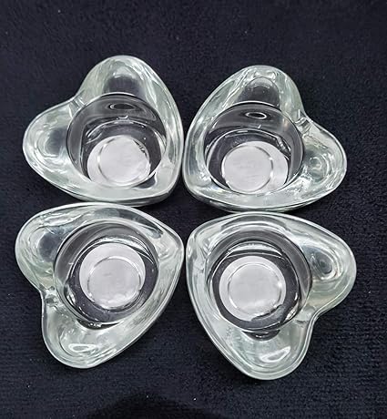 Crystal Heart Tealight Holder Set romantic glass candle holders