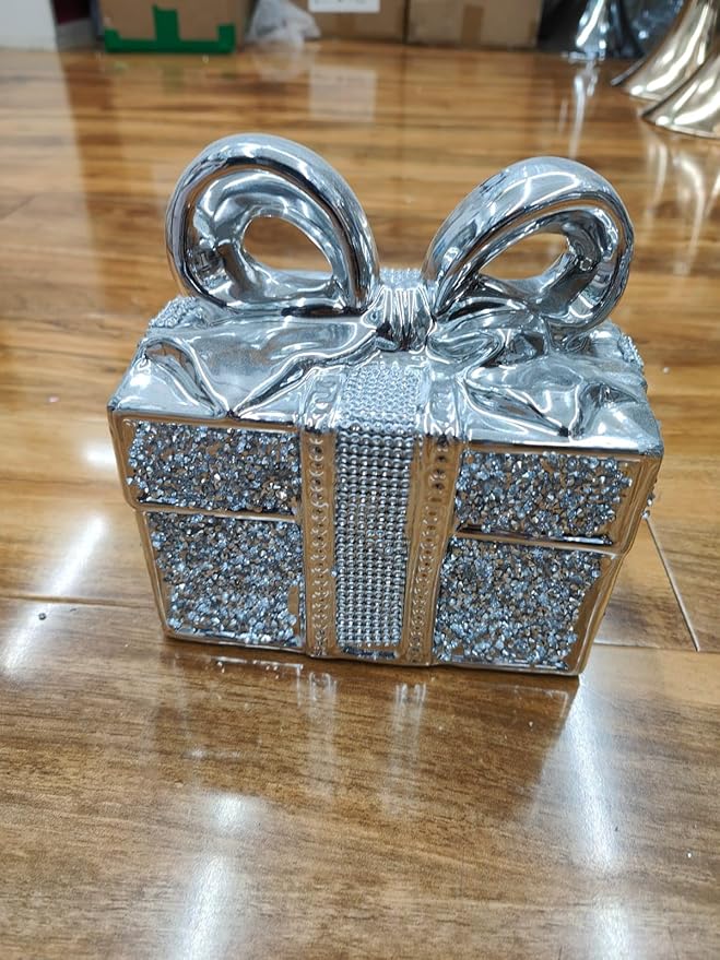 Silver ceramic crushed diamond ornament gift box