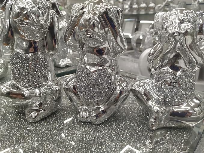 three wise dogs ornament silver decor