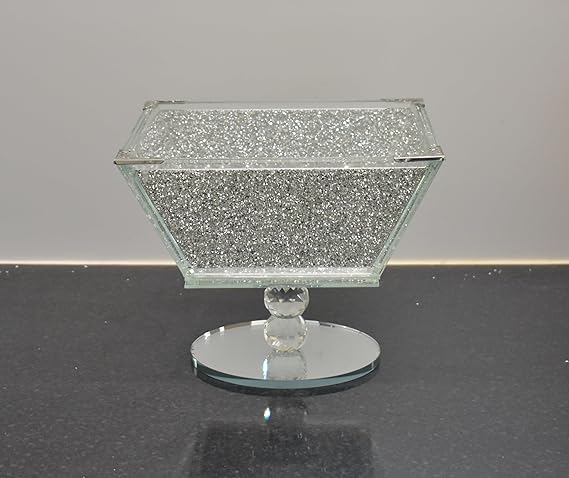 silver crushed crystal fruit bowl mirrored kitchen table centrepiece