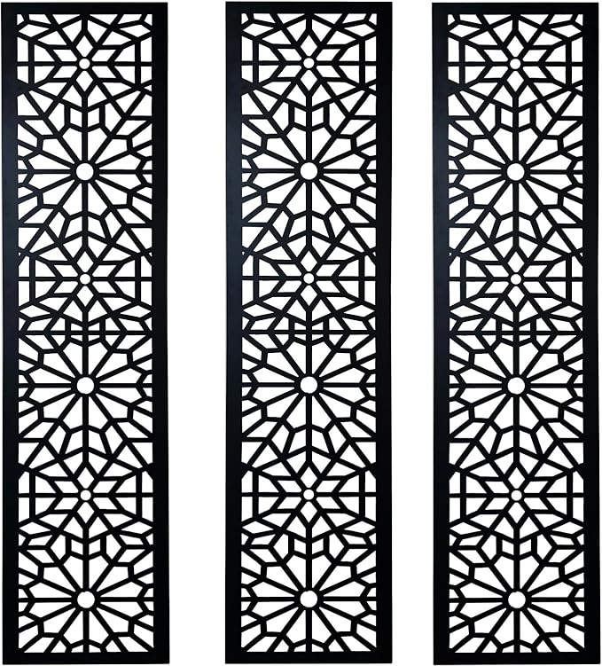 Black bamboo metal wall art panels set modern indoor outdoor wall décor