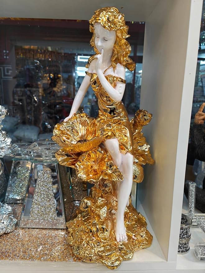 white gold angel lady ornament wings luxury home decor figurine