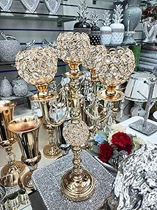 Gold crystal 5-arm candle holders