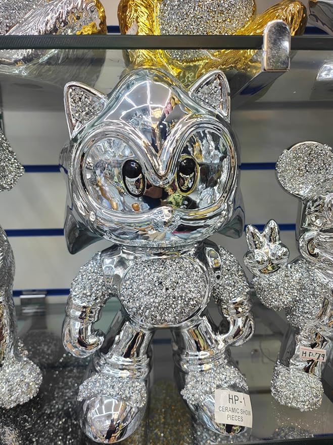 Crushed diamond silver sonic ceramic ornament