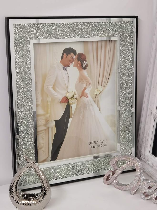 crushed glass diamond photo frame 12x16