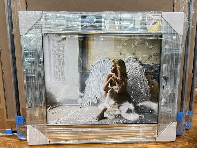 55x55cm modern liquid glitter wall art with mirror