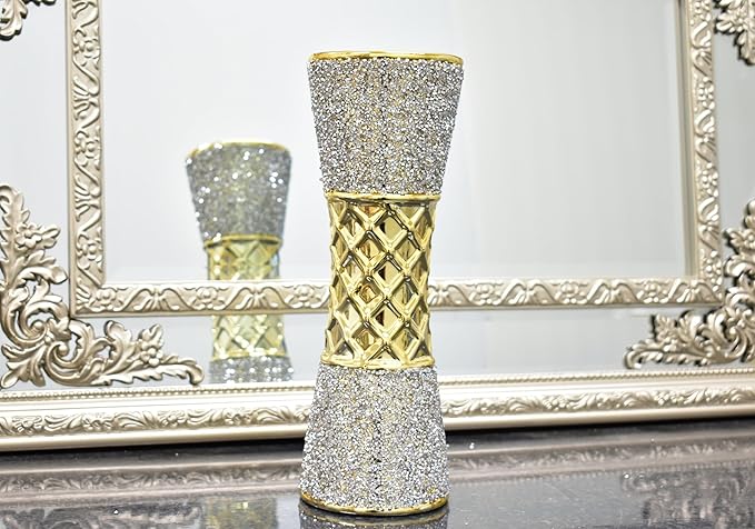 gold diamante ceramic flower vase luxury home decor centerpiece