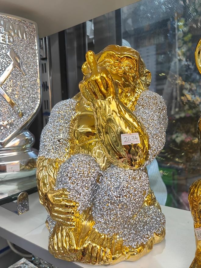 Crystal monkey ornament gold silver decorative figurine