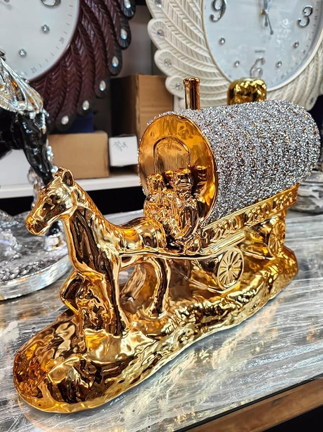 Gold silver gypsy horse carriage ornament