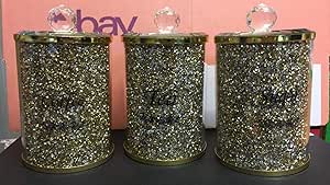 Gold crystal tea coffee sugar kitchen storage jars set
