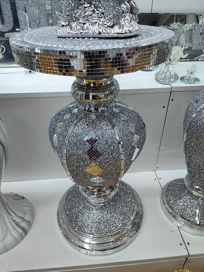 Mirrored crystal side table crushed diamond furniture