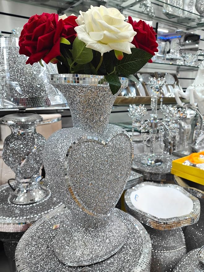 Heart-shaped crushed diamond flower vase 40cm