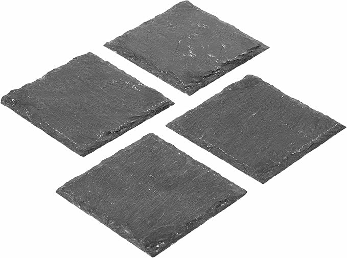 Slate coasters set black table protection