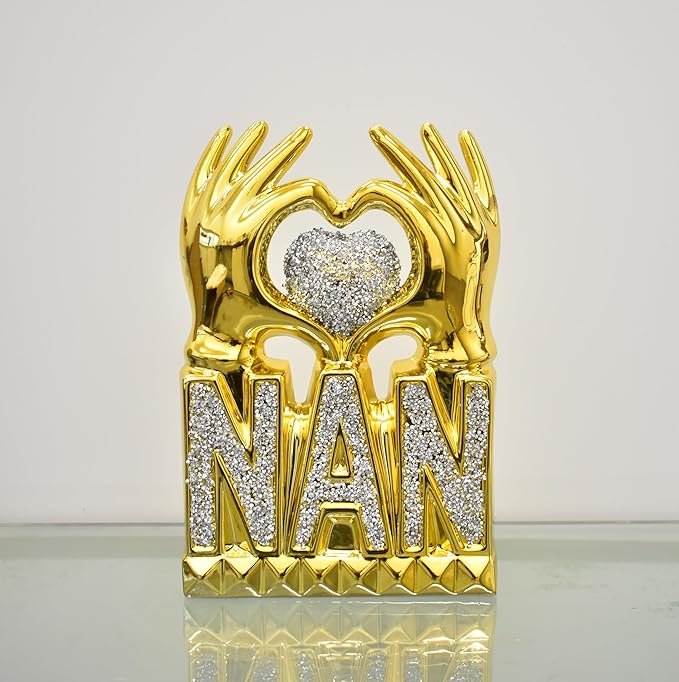 Nan heart crushed crystal ornament sentimental gift decor
