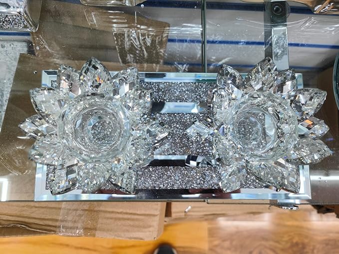 Crystal Lotus Tealight Holder sparkling candle decor