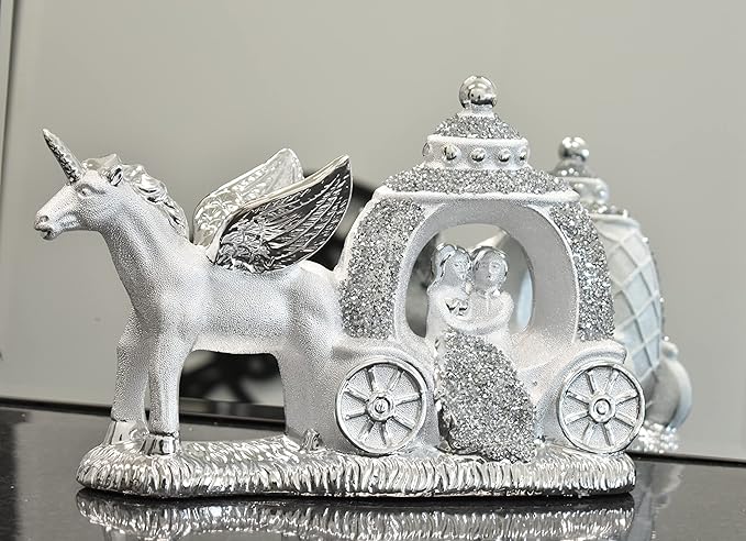 Silver carriage unicorn ornament