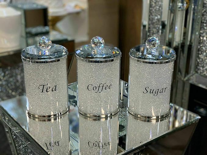 Crystal Kitchen Canister Set tea coffee sugar storage jars