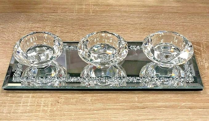 Triple crystal tealight holder