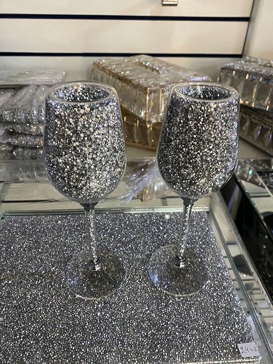 Crystal Champagne Flute Set crushed diamond glasses