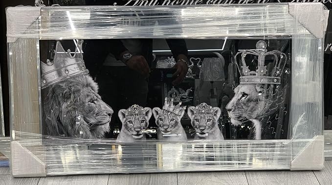 Lion glasses mirrored wall art modern decor